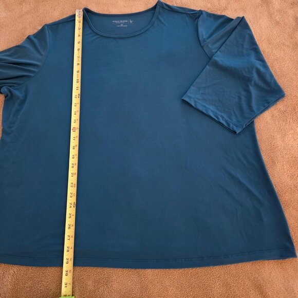 Susan Graver Essentials Liquid Knit Pullover Tunic Top Size 3X Forest Green - Picture 7 of 7